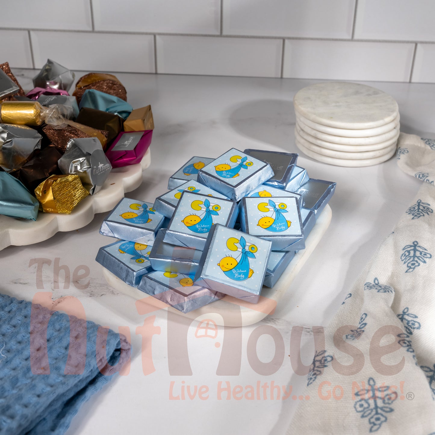 Welcome Baby Boy Chocolate Crushed Nuts & Hazelnut Cream