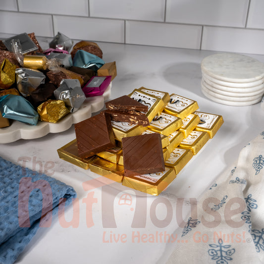 Gold Engagement, Wedding, Anniversary Chocolate with crushed nuts