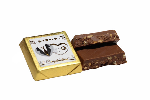 Gold Engagement, Wedding, Anniversary Chocolate with crushed nuts
